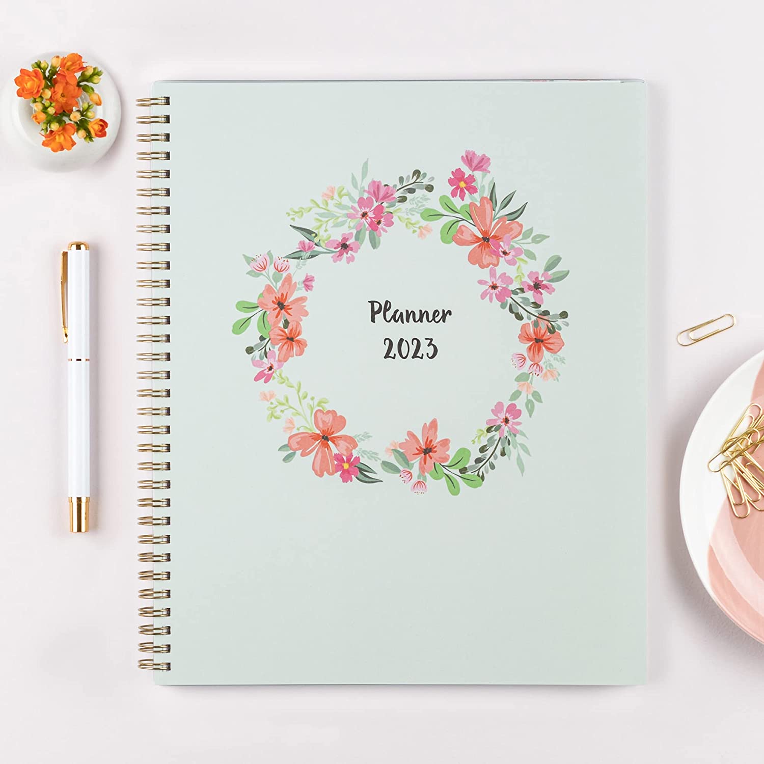 Blue Sky 2022 Weekly & Monthly Planner, 8.5" x 11", Frosted Flexible Cover, Wirebound, Laurel (135842) - Image 8